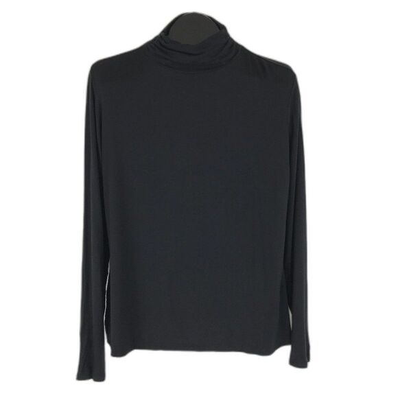NEW The Limited Mock Neck Knit Top Women's Petite XL Black Stretch Long Sleeves - Picture 1 of 12